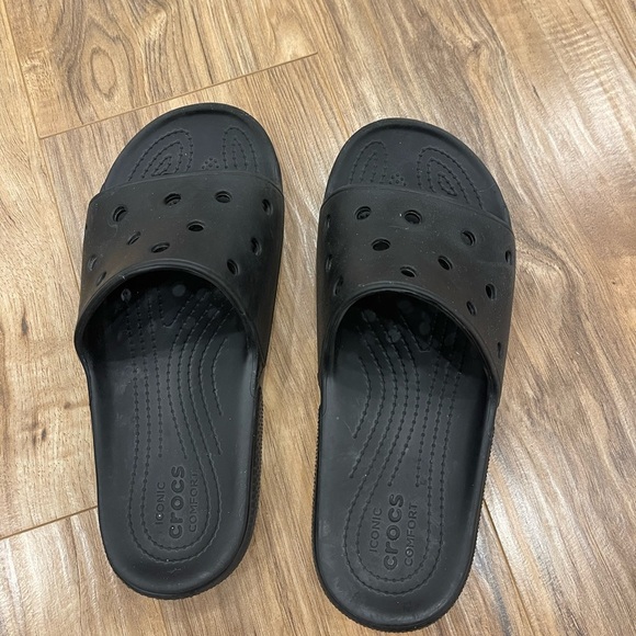 Crocs Unisex Classic Slide Sandals, Black Size 10M/12W - Picture 3 of 4